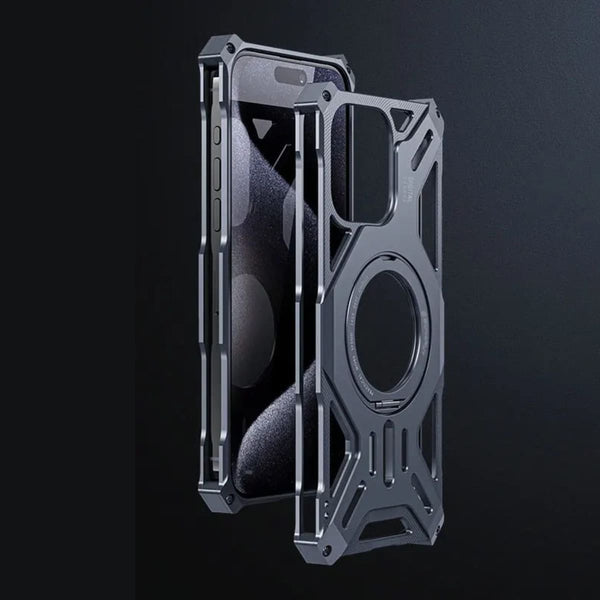 Alloya Metal Bracket iPhone Case-Exoticase-Gray-For iPhone 15 Pro Max-Exoticase