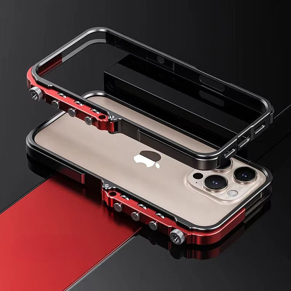 Aluminuma Lightweight Mechanical Metal iPhone Case-Exoticase-For iPhone 16 Pro Max-Black Red-Exoticase