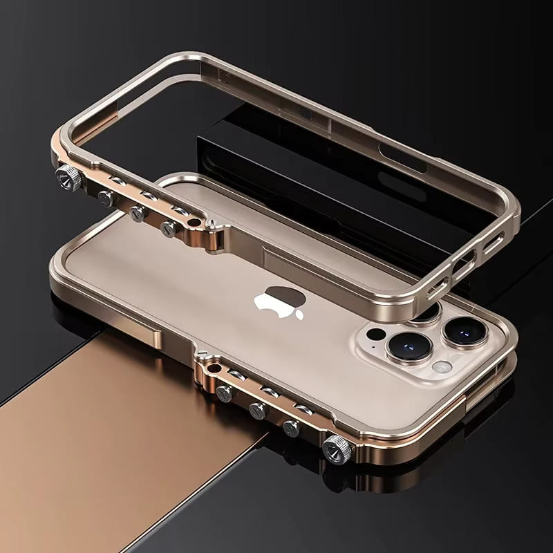 Aluminuma Lightweight Mechanical Metal iPhone Case-Exoticase-For iPhone 16 Pro Max-Gold-Exoticase