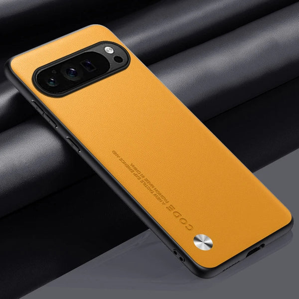 CODE Smooth PU Leather Google Pixel Case-Exoticase-For Pixel 9 Pro XL-Yellow-Exoticase