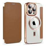 Clear Back MagSafe Wallet Apple iPhone Case-Exoticase-For iPhone 15 Pro Max-Brown-