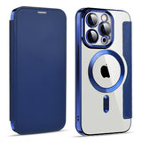 Clear Back MagSafe Wallet Apple iPhone Case-Exoticase-For iPhone 15 Pro Max-Dark Blue-