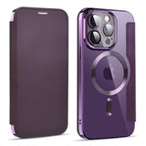 Clear Back MagSafe Wallet Apple iPhone Case-Exoticase-For iPhone 15 Pro Max-Deep Purple-