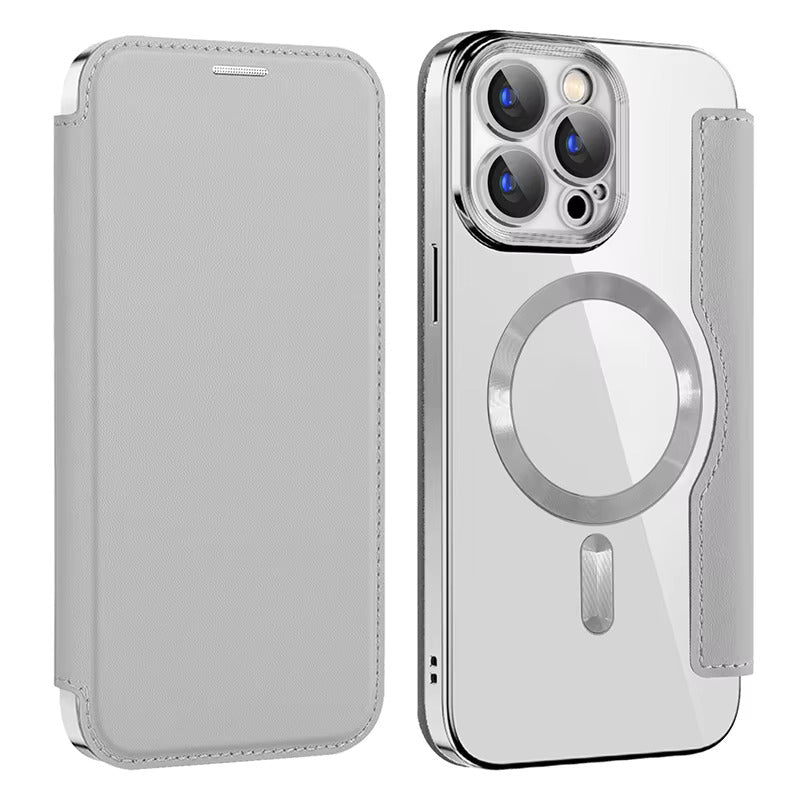 Clear Back MagSafe Wallet Apple iPhone Case-Exoticase-For iPhone 16 Pro Max-Gray-Exoticase