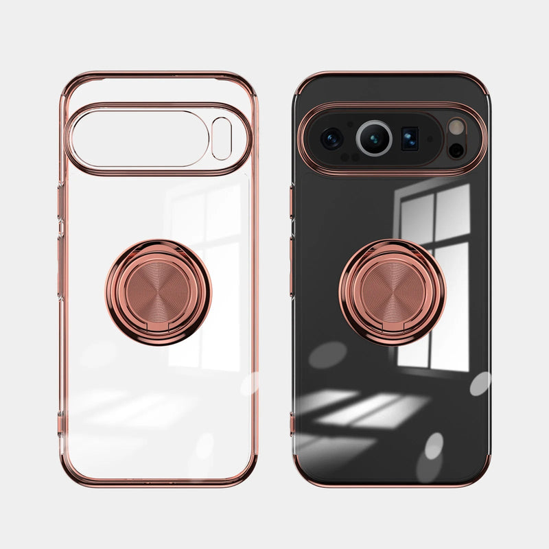 Clear Metal Ring Electroplated Google Pixel Case-Exoticase-For Pixel 9 Pro XL-Pink-Exoticase