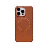 Contrast Accent Faux Leather Business iPhone Case-Exoticase-For iPhone 16 Pro Max-Brown-Exoticase