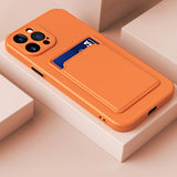 Contrasto Silicone Card Holder iPhone Case-Exoticase-For iPhone 16 Pro Max-Orange-Exoticase