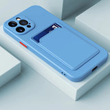 Contrasto Silicone Card Holder iPhone Case-Exoticase-For iPhone 16 Pro Max-Sky Blue-Exoticase