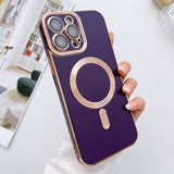 Covered Camera Lens MagSafe Plated iPhone Case - Exoticase - For iPhone 15 Pro Max / Purple
