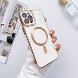 Covered Camera Lens MagSafe Plated iPhone Case - Exoticase - For iPhone 15 Pro Max / White