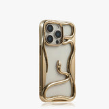 Crawling Snake Pattern Bumperish iPhone Case-Exoticase-For iPhone 16 Pro Max-Electroplated Gold-Exoticase