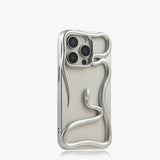 Crawling Snake Pattern Bumperish iPhone Case-Exoticase-For iPhone 16 Pro Max-Matte Silver-Exoticase