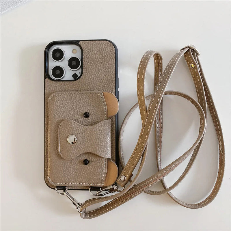 Cute Bear Leather Wallet iPhone Case-Exoticase-Exoticase