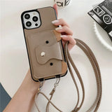 Cute Bear Leather Wallet iPhone Case-Exoticase-Khaki-For iPhone 16 Pro Max-Exoticase