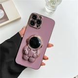 Electroplated Astronaut Holding Star iPhone Case-Exoticase-For iPhone 13 Pro Max-Lavender-