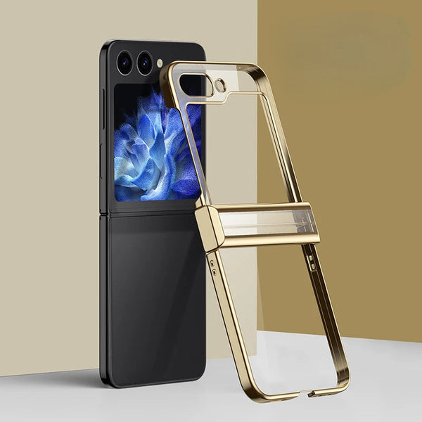 Electroplated Transparent Samsung Galaxy Z Flip Case-Exoticase-Golden-Galaxy Z Flip 6-Exoticase