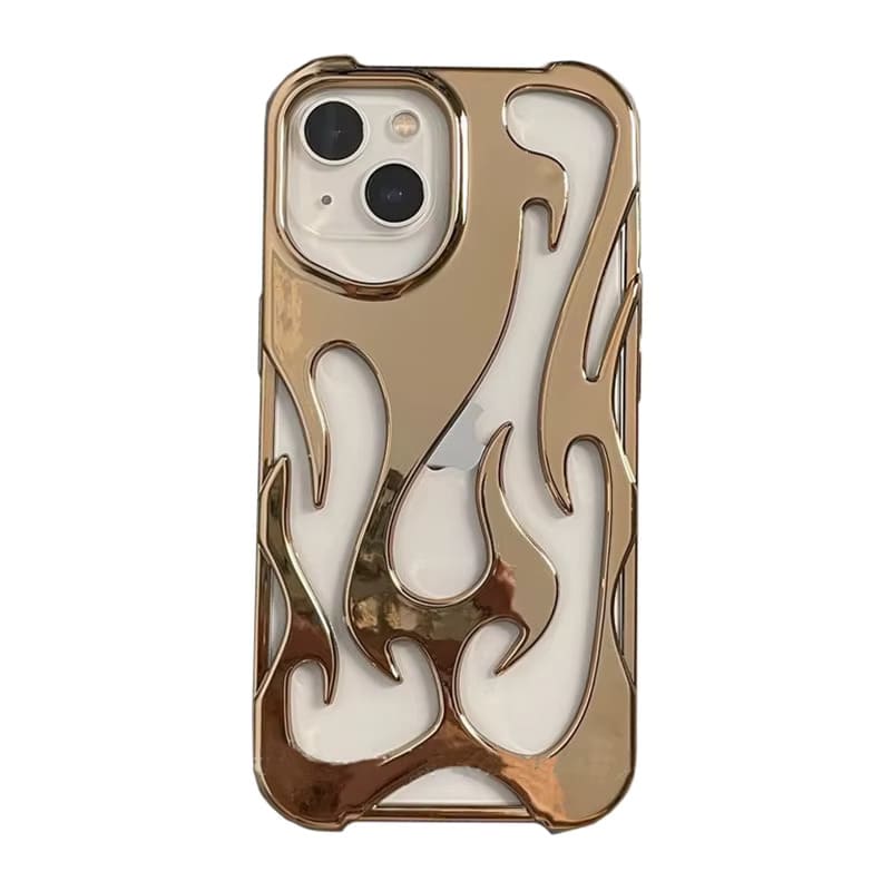 Flames Hollow iPhone Case-Exoticase-For iPhone 16 Pro Max-Plated Gold-Exoticase