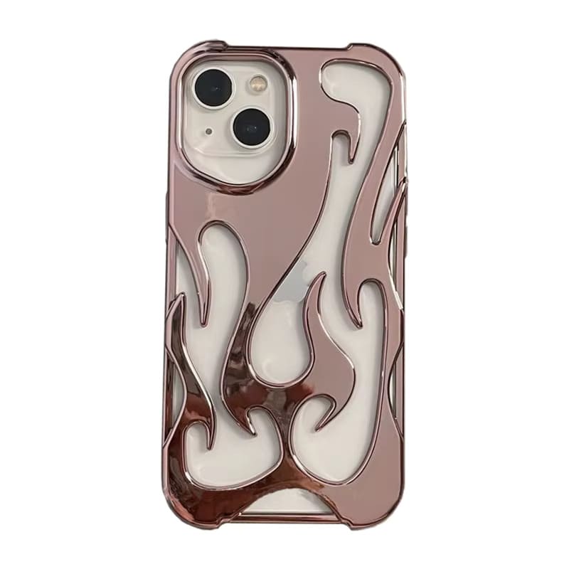 Flames Hollow iPhone Case-Exoticase-For iPhone 16 Pro Max-Plated Pink-Exoticase