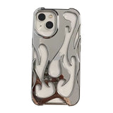 Flames Hollow iPhone Case-Exoticase-For iPhone 16 Pro Max-Plated Silver-Exoticase