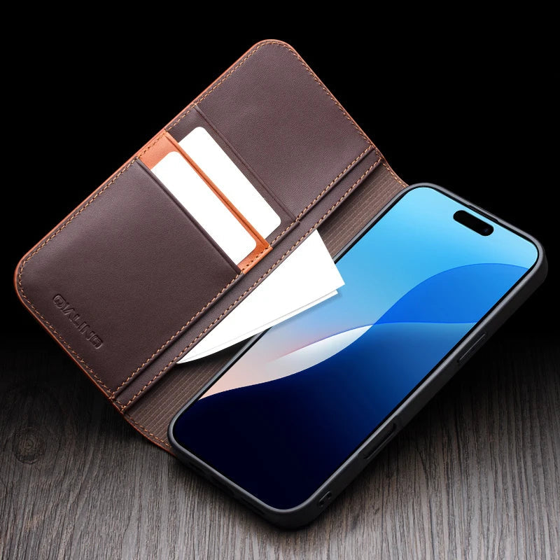 Genuine Leather Premium Flip Wallet iPhone Case-Exoticase-Exoticase