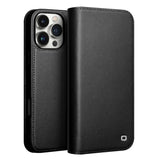 Genuine Leather Premium Flip Wallet iPhone Case-Exoticase-For iPhone 16 Pro Max-Black-Exoticase