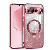 Glitter Sheet Transparent MagSafe Google Pixel Case-Exoticase-For Pixel 9 Pro XL-Pink-Exoticase