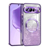 Glitter Sheet Transparent MagSafe Google Pixel Case-Exoticase-For Pixel 9 Pro XL-Purple-Exoticase