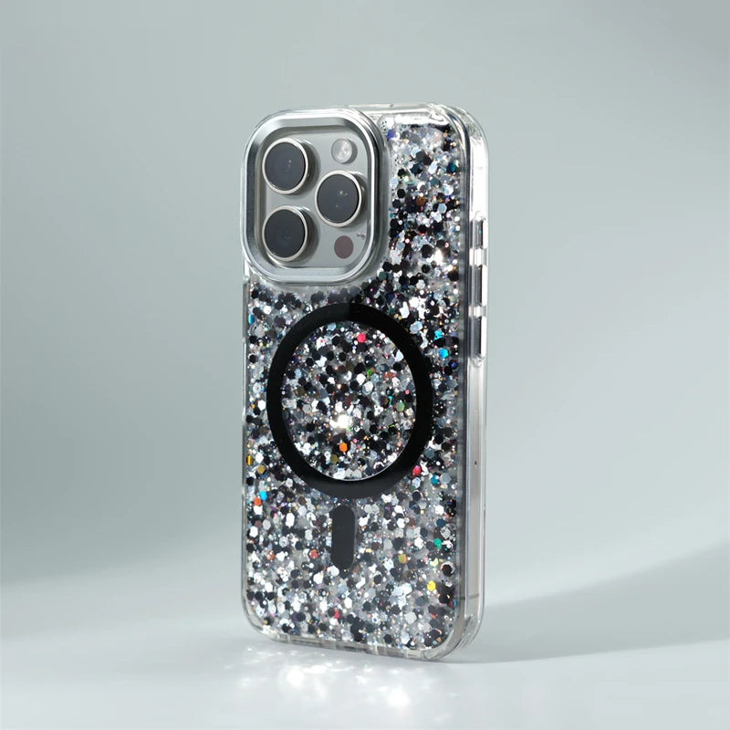 GlitzGlam Glitter Foils Dazzling iPhone Case-Exoticase-For iPhone 16 Pro Max-Black-Exoticase