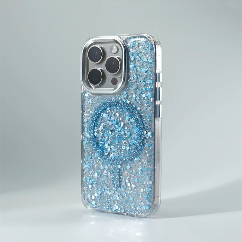 GlitzGlam Glitter Foils Dazzling iPhone Case-Exoticase-For iPhone 16 Pro Max-Blue-Exoticase