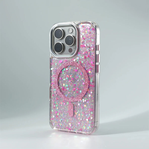 GlitzGlam Glitter Foils Dazzling iPhone Case-Exoticase-For iPhone 16 Pro Max-Rose Red-Exoticase