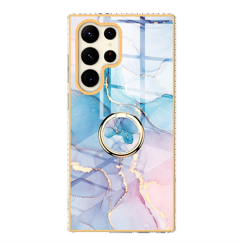 Gradient Marble With Ring Holder Case For Samsung Galaxy-Exoticase-For Samsung S23-k-