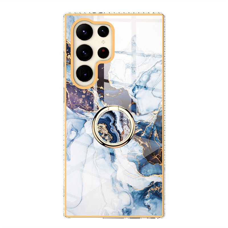 Gradient Marble With Ring Holder Case For Samsung Galaxy-Exoticase-For Samsung S23-n-