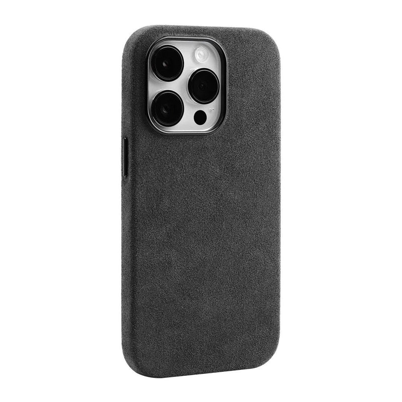 Italian Alcantara Apple iPhone Case - Exoticase - for iPhone 15 Pro Max / Dark Gray