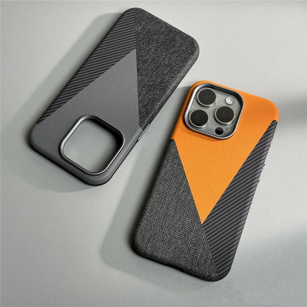 Leather Carbon Cloth SpliceMash iPhone Case-Exoticase-Exoticase