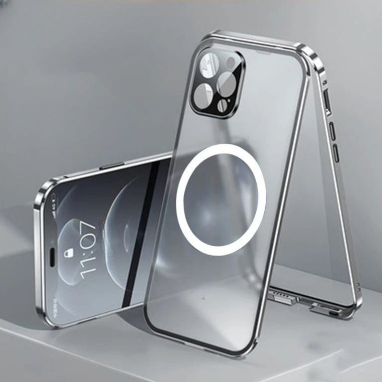 MagLock Double Sided Full Coverage iPhone Case - Exoticase - iPhone 15 Pro Max / Silver MagSafe