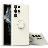 Magnetic Ring Holder Liquid Silicone Samsung Phone Case-Exoticase-For Galaxy S24 Ultra-White-Exoticase