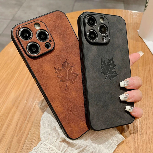Maple Leaf PU Leather iPhone Case-Exoticase-Exoticase