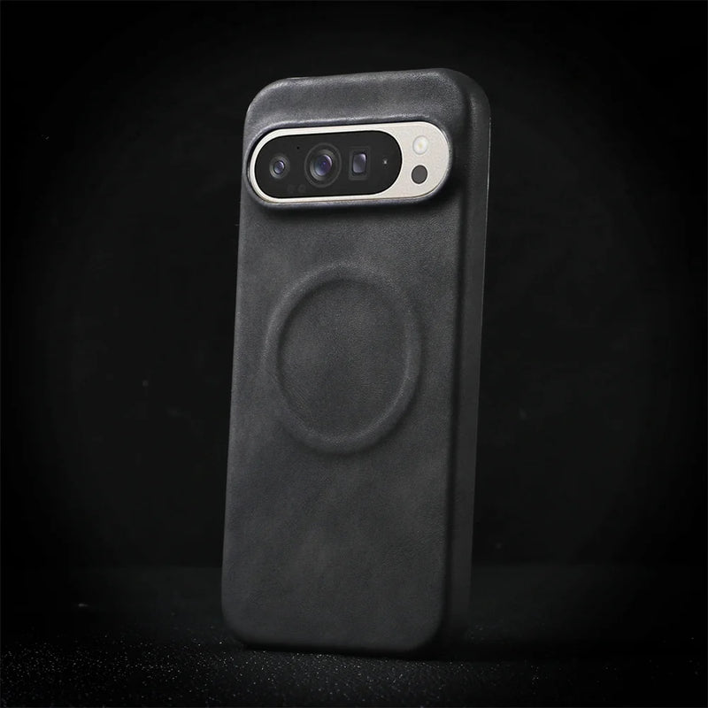 Matte Leather MagSafe Google Pixel Case-Exoticase-For Pixel 9 Pro XL-Black-Exoticase