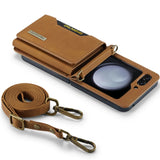 Mega Wallet Samsung Z Flip Case with Lanyard-Exoticase-Brown-For Galaxy Z Flip 6-Exoticase