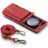 Mega Wallet Samsung Z Flip Case with Lanyard-Exoticase-Red-For Galaxy Z Flip 6-Exoticase