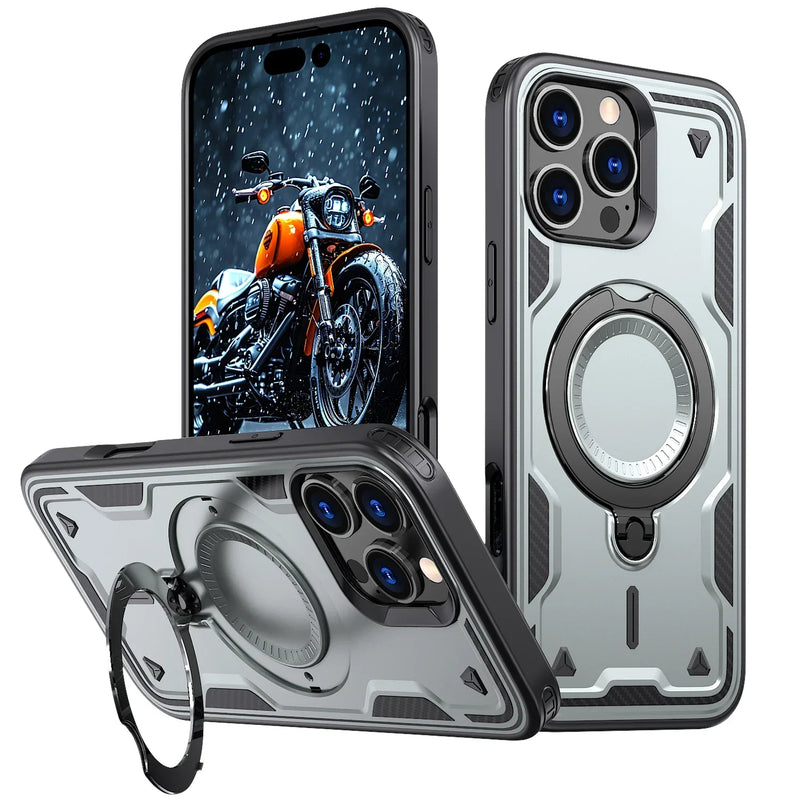 Military Armor Anti-shock iPhone Case With Ring-Exoticase-For iPhone 16 Pro Max-Gray-Exoticase