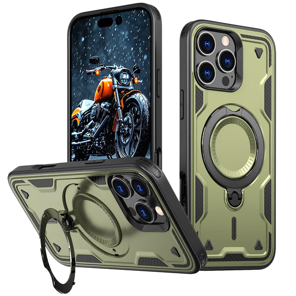 Military Armor Anti-shock iPhone Case With Ring-Exoticase-For iPhone 16 Pro Max-Olive Green-Exoticase