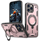 Military Armor Anti-shock iPhone Case With Ring-Exoticase-For iPhone 16 Pro Max-Rose Gold-Exoticase