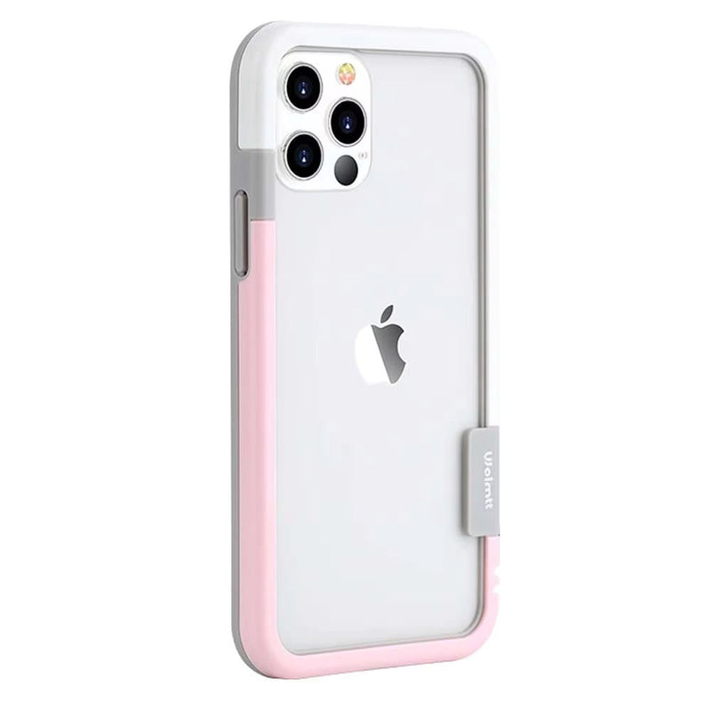 Multi Color Silicone iPhone Bumper Frame-Exoticase-For iPhone 16 Pro Max-White Pink-Exoticase