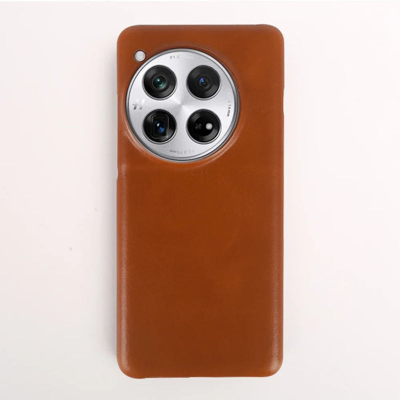 Oil Wax Genuine Leather OnePlus Case - Exoticase - For OnePlus 12R / Light Brown