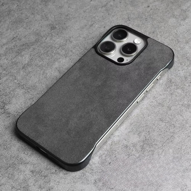 Original Alcantara Minimal Sides iPhone Case-Exoticase-for iPhone 16 Pro Max-Dark gray-Exoticase