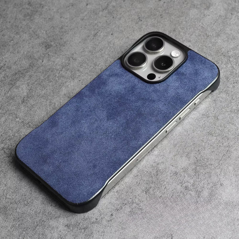 Original Alcantara Minimal Sides iPhone Case-Exoticase-for iPhone 16 Pro Max-Gray blue-Exoticase