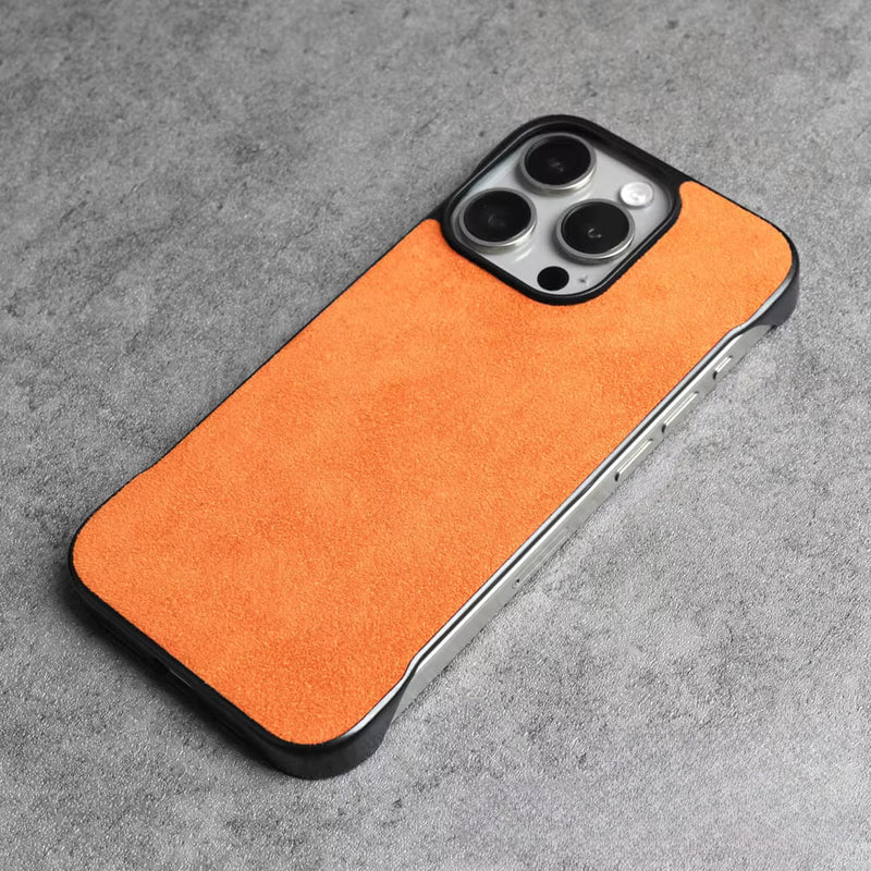 Original Alcantara Minimal Sides iPhone Case-Exoticase-for iPhone 16 Pro Max-Orange-Exoticase