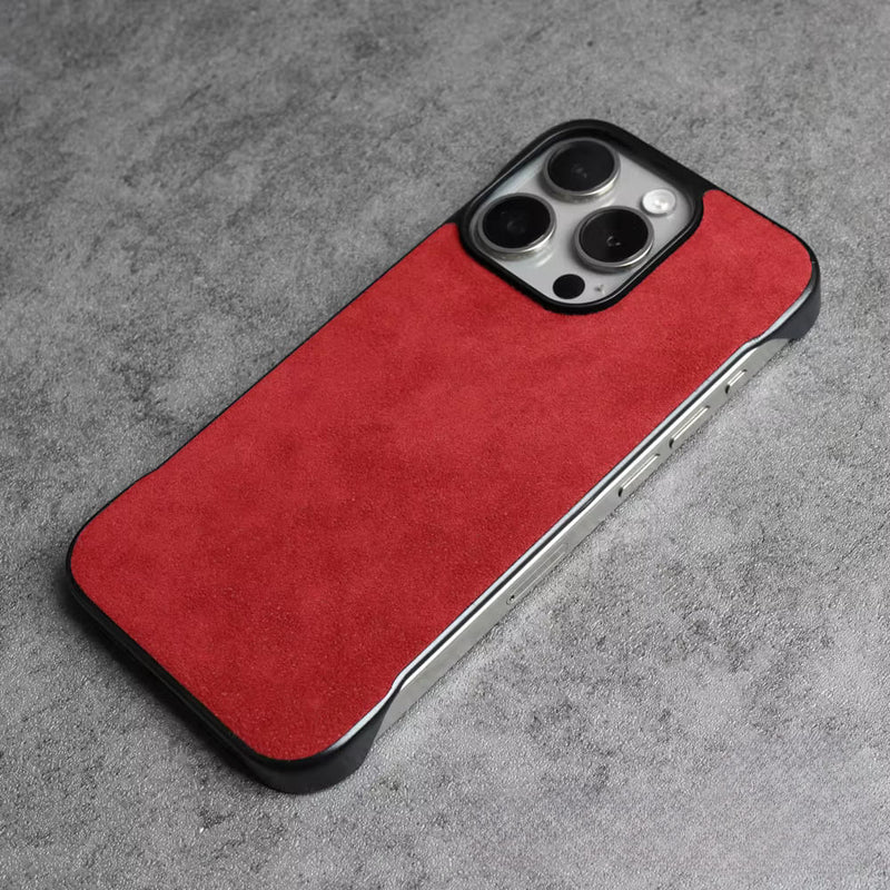 Original Alcantara Minimal Sides iPhone Case-Exoticase-for iPhone 16 Pro Max-Red-Exoticase