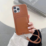 PU Leather iPhone Case With Card Holder-Exoticase-For iPhone 16 Pro Max-Brown-Exoticase